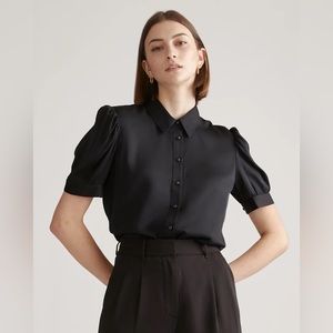 NWT black silk blouse size medium